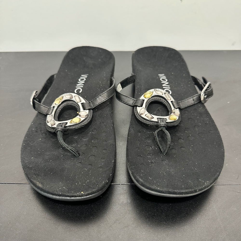 Vionic Black Embellished‎ Adjustable Buckle Orthopedic Sandals